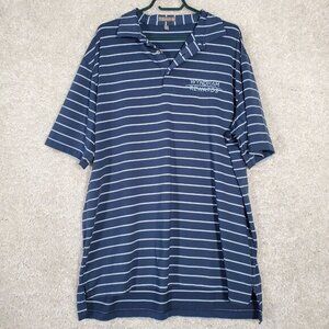 Peter Millar Polo Shirt Mens XL Blue Striped Wyndham Rewards Summer Comfort Golf